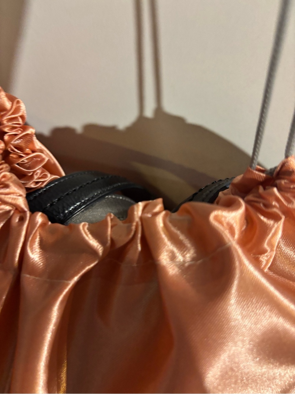 Satin Drawstring Bag in Peach to store your purses